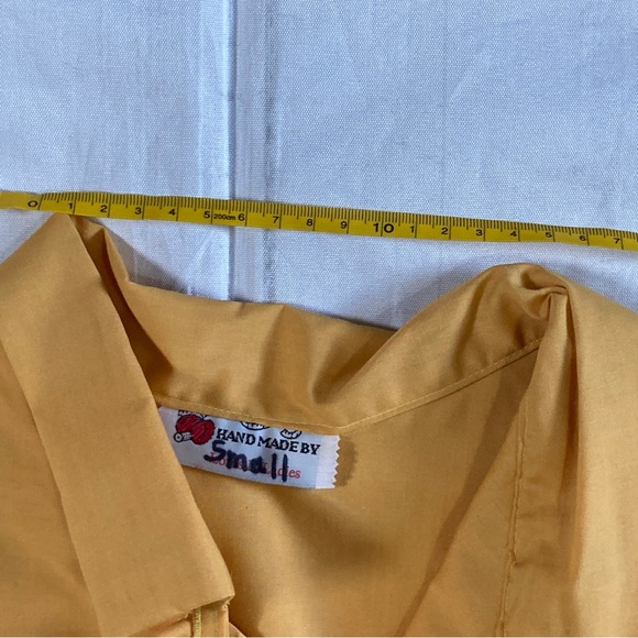 Yellow Handmade Women's Sleeveless Renaissance Tunic V Neck Tie Up Loose Fit - Picture 9 of 13